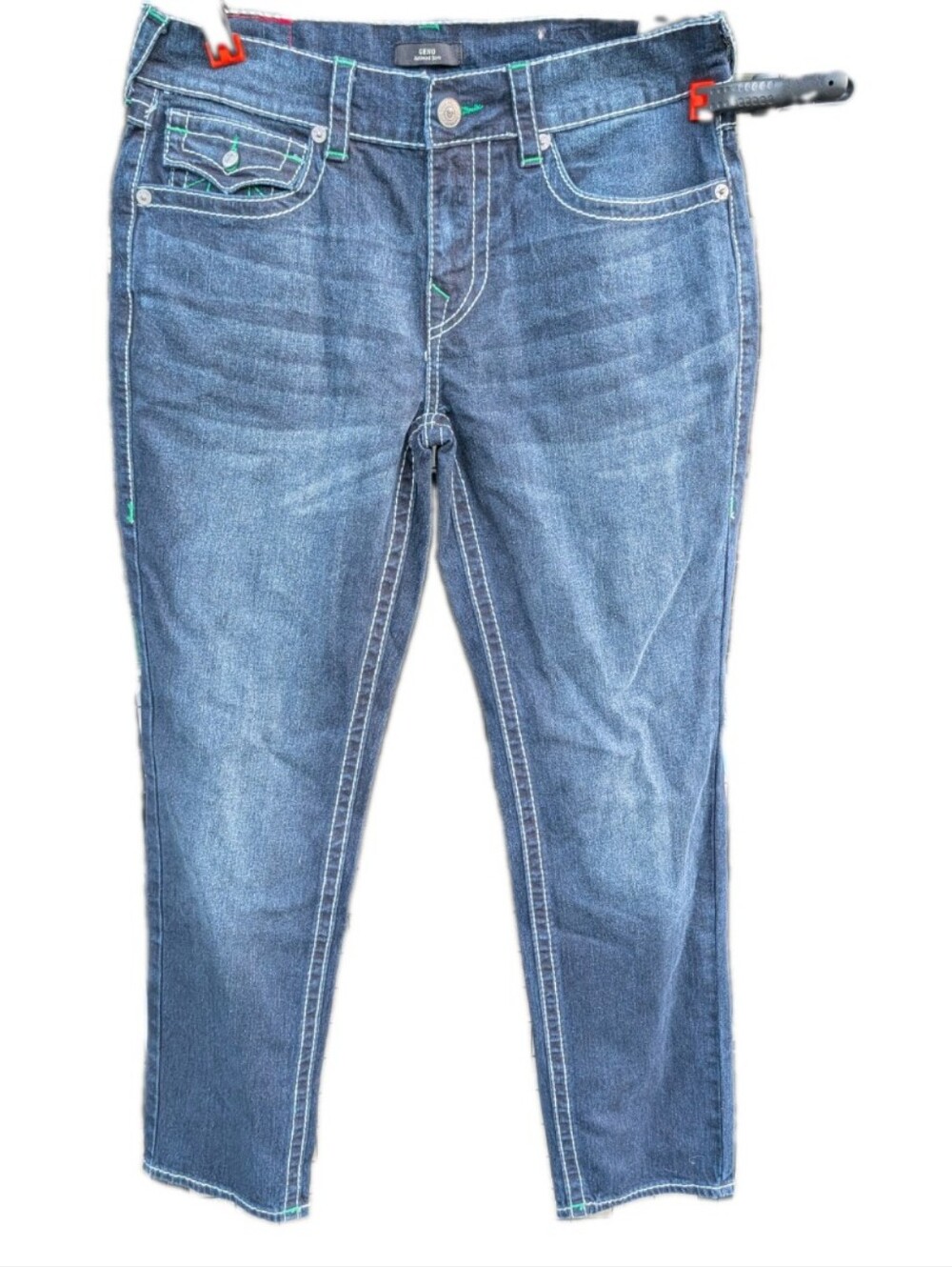 TRUE RELIGION jeans denim GENO BIG FLAP RELAXED SLIM men size W32 X 32L dark NEW